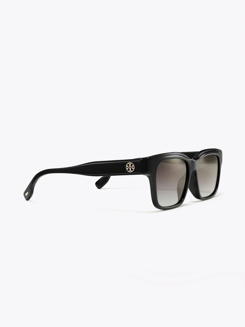 Tory Burch Black Miller Rectangular Sunglasses with Gold Logo. Case included